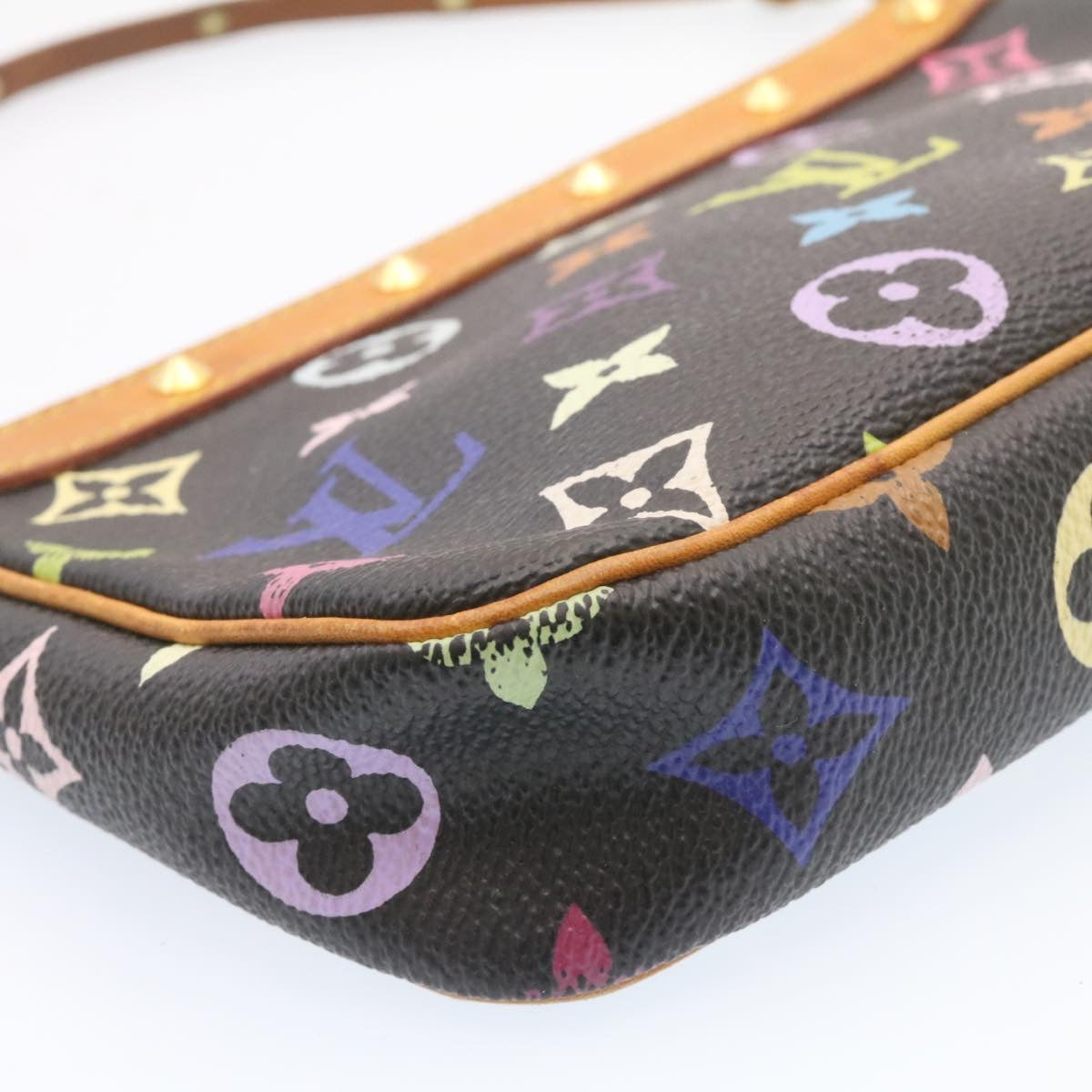 Louis Vuitton  Multicolor Pochette Accessoires Pouch Black M92648 LV Auth 20741