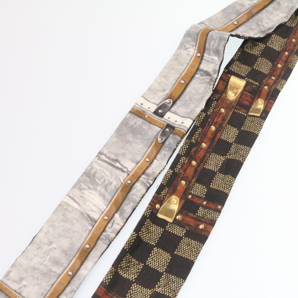 Louis Vuitton  Bando Scarf Silk Black Gray LV Auth am2335s