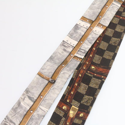 Louis Vuitton  Bando Scarf Silk Black Gray LV Auth am2335s