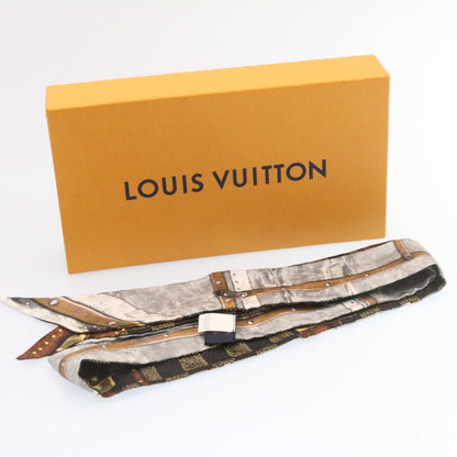 Louis Vuitton  Bando Scarf Silk Black Gray LV Auth am2335s