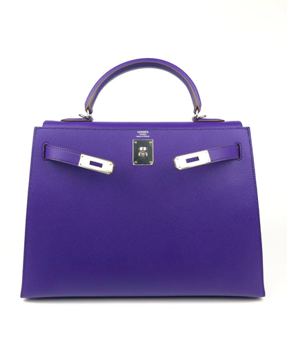 Hermes 32cm Violet Epsom Sellier Kelly w/ Palladium Hardware