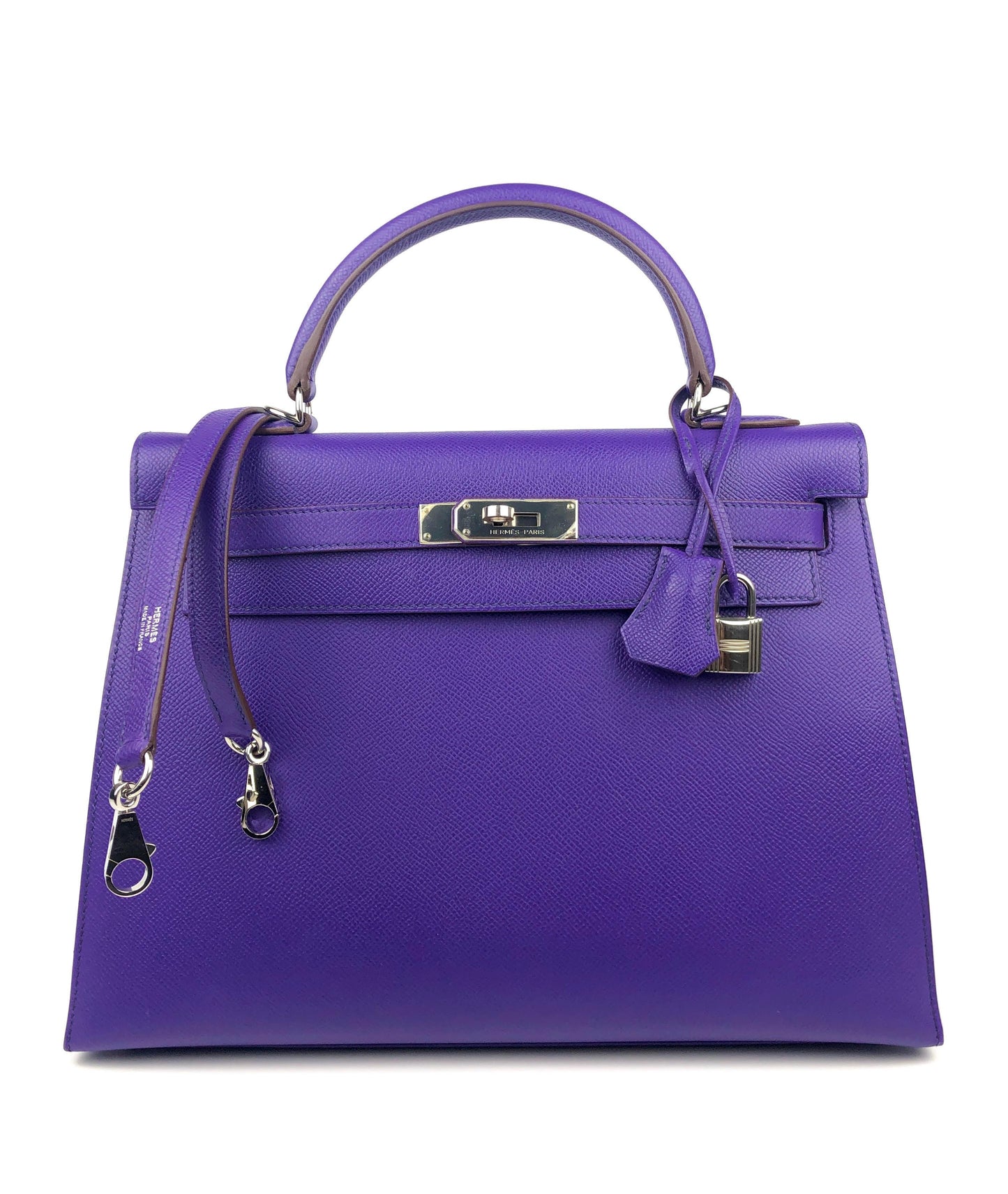 Hermes 32cm Violet Epsom Sellier Kelly w/ Palladium Hardware