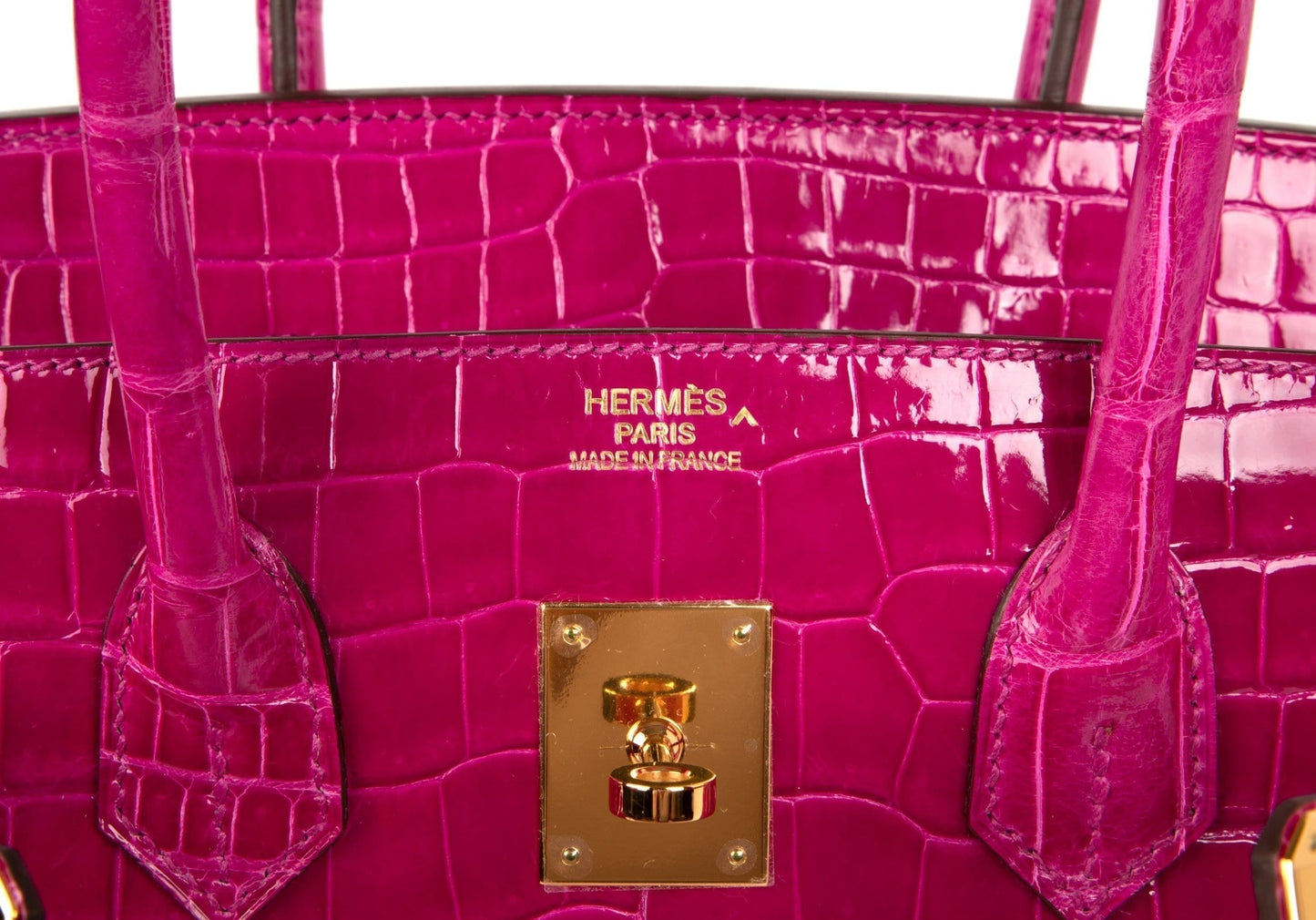 Hermes Birkin 35 Bag Pink Rose Scheherazade Porosus Crocodile Gold Hardware