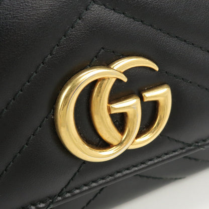 GUCCI 443436 DTD1T 1000 Continental wallet GG Marmont Bifold Long Wallet leather black Women