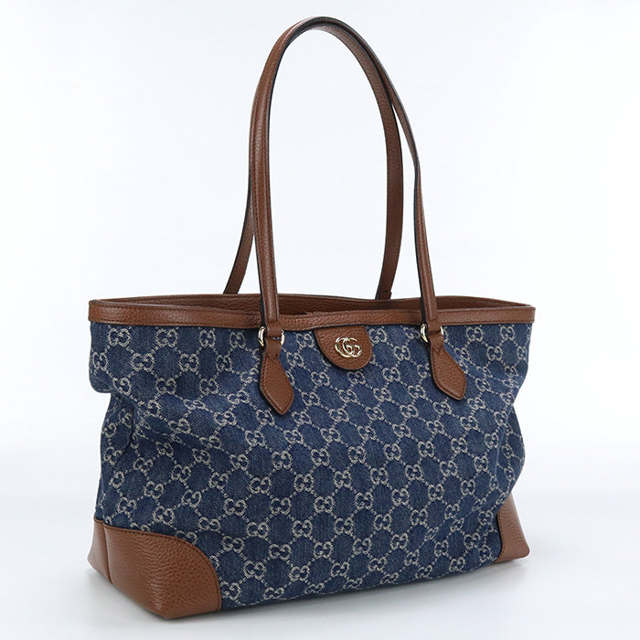 GUCCI 631685 Medium Tote Bag / Hand Bag GG denim navy Women