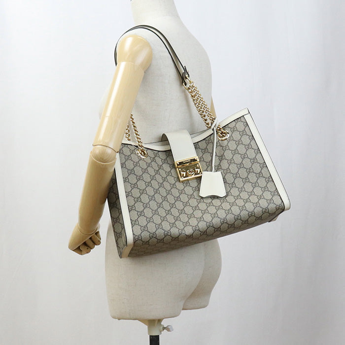 GUCCI 479197 GG Medium tote bag Padlock Shoulder PVC beige Women