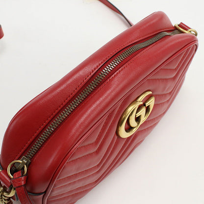 GUCCI 447632 Small Shoulder Bag GG Marmont Diagonal leather red Women