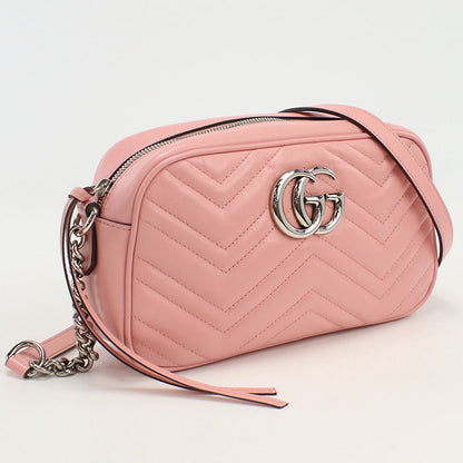 GUCCI 447632 Small Shoulder Bag GG Marmont Diagonal leather Pink Women