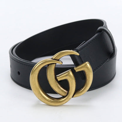 GUCCI 414516 AP00T 1000 Slim belt double belt leather Black Women