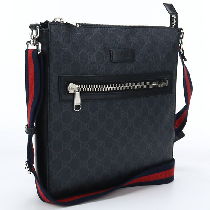 GUCCI 474137 K5RLN 1095 Shoulder Bag GG Supreme Diagonal PVC Black mens