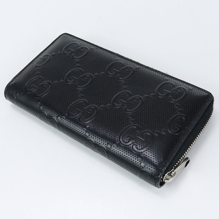 GUCCI 625558 1W3AN 1000 long wallet GG emboss PurseZip Around leather black mens