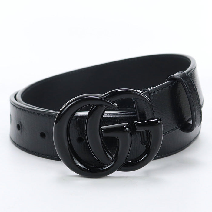 GUCCI 414516 18YXV 1000 Slim belt GG Marmont belt leather Black