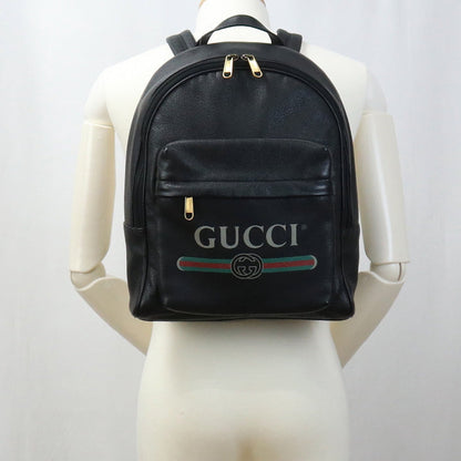 GUCCI 547834 Backpack GUCCI logo print Backpack leather black mens