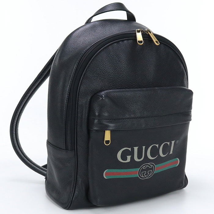 GUCCI 547834 Backpack GUCCI logo print Backpack leather black mens