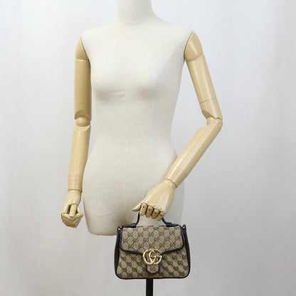 GUCCI 583571 Small Bag GG Marmont Handbag Shoulderbag GG canvas beige black Women