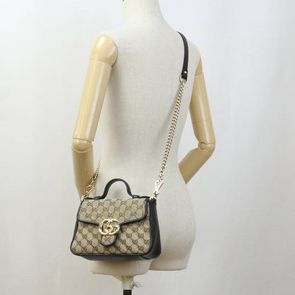 GUCCI 583571 Small Bag GG Marmont Handbag Shoulderbag GG canvas beige black Women