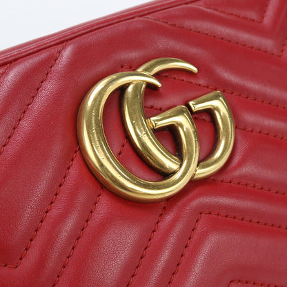 GUCCI 447632 Small Shoulder Bag GG Marmont Diagonal leather Red Women