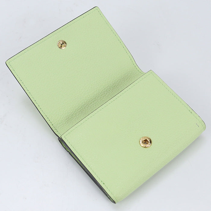 GUCCI 731694 Tri-fold wallet Embossed logo Compact Wallet leather Light Green Women