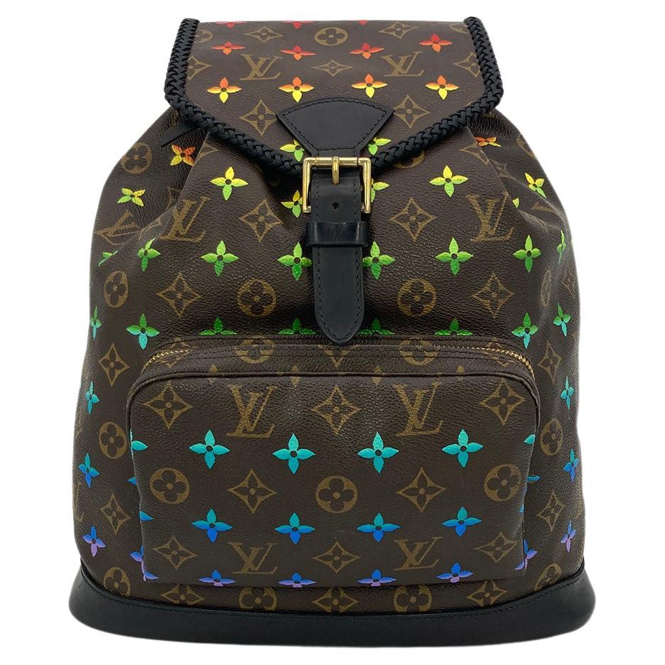 Louis Vuitton  OOAK Hand Painted Leather Wrapped Montsouris GM Backpack