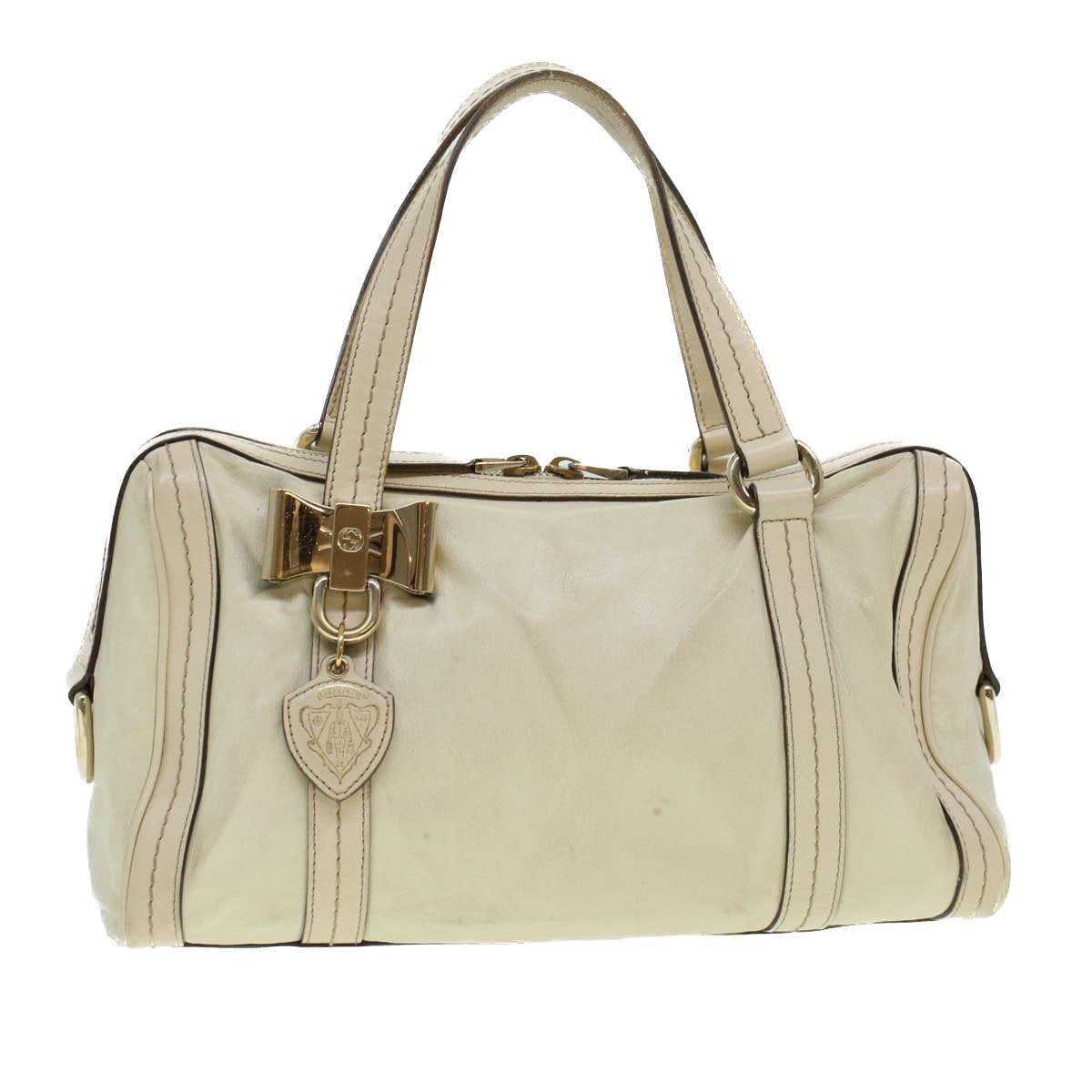 Gucci Boston Bag Leather White 181487  yb122