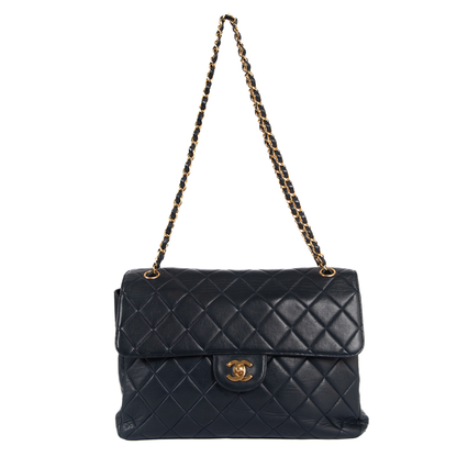 Chanel Vintage Navy Jumbo Double Sided Classic Flap Bag