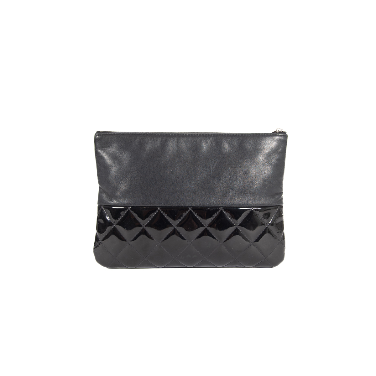 Chanel Leather and Patent Quited Pouch