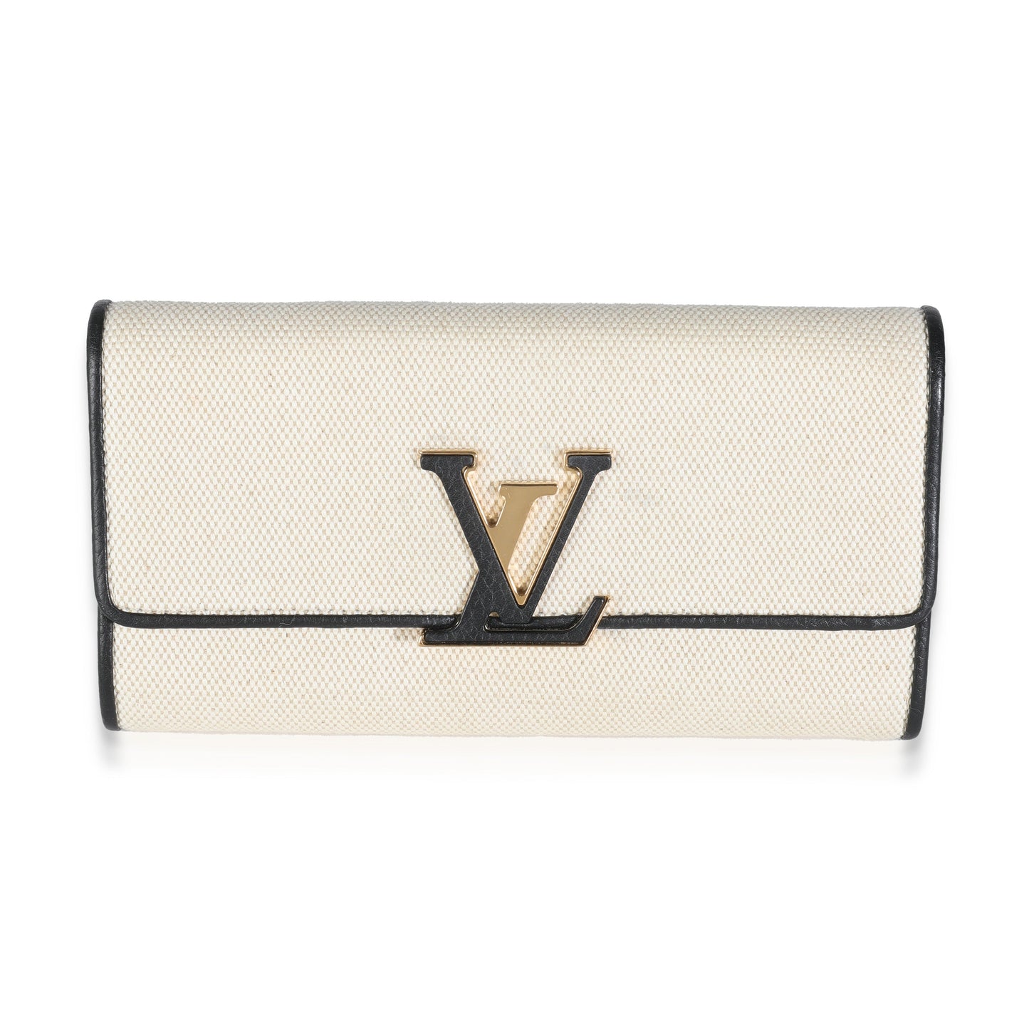 Black Taurillon Beige Canvas Capucines Wallet