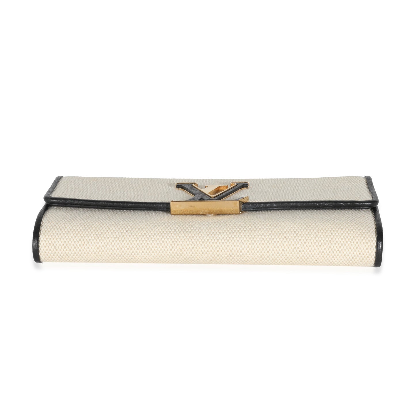 Black Taurillon Beige Canvas Capucines Wallet