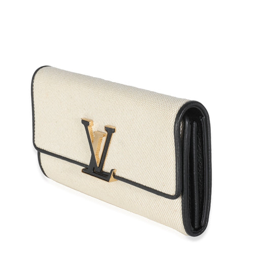 Black Taurillon Beige Canvas Capucines Wallet